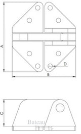 Hollex luikscharnier 83x76mm - Bateau Bootservice