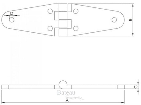 Hollex Scharnier 146x38mm - Bateau Bootservice