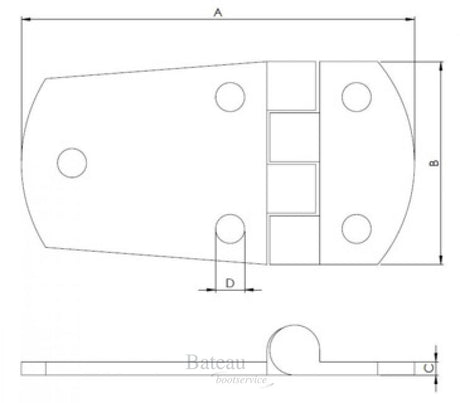 Hollex Scharnier 74x37,5mm