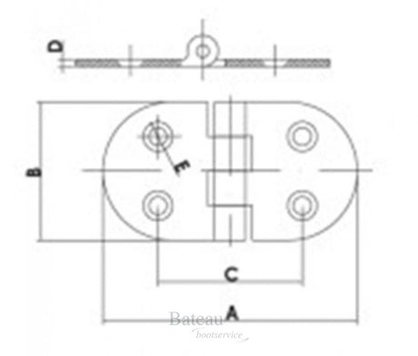 Hollex scharnier ovaal 53x115mm