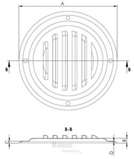 Hollex ventilatierooster 100mm - Bateau Bootservice