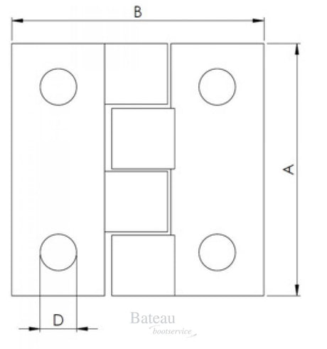 Hollex vierkant Scharnier 38x37mm - Bateau Bootservice