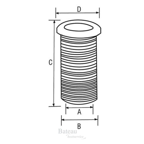 HUIDDOORVOER ZWART LENGTE 155 MM 25 mm