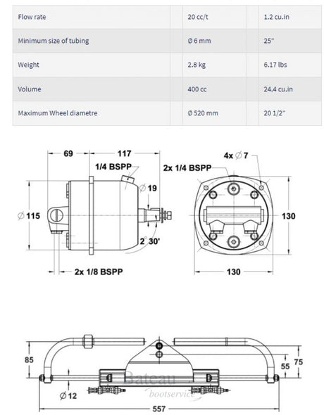 L&S 125 Pro hydraulische stuurset - Bateau Bootservice