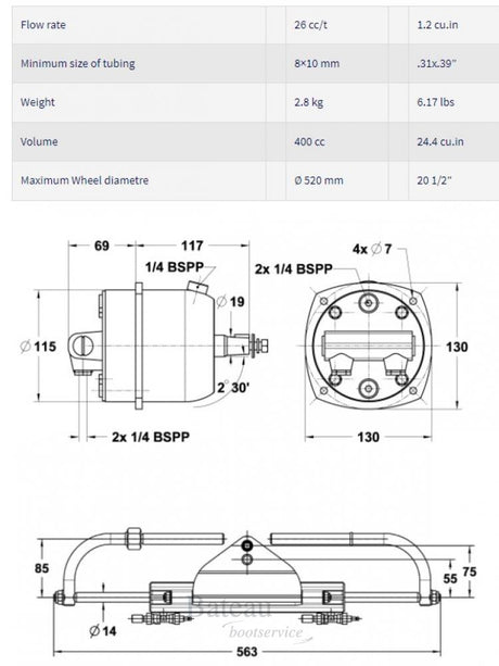 L&S 175 Pro hydraulische stuurset - Bateau Bootservice