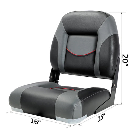 Betaalbaar-boot-stoel-neerklapbaar-zwart-grijs-rood-afmetingen 