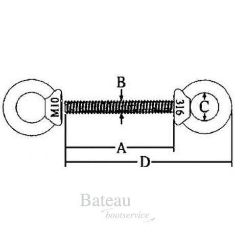 Oogbout / ringbout RVS M10 - Bateau Bootservice