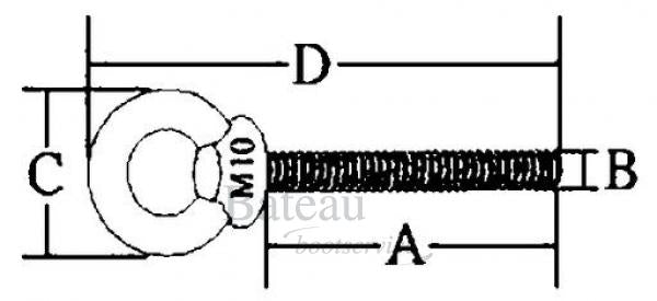 Oogbout / ringbout RVS M8 - Bateau Bootservice