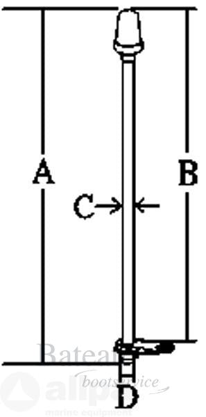 RONDSCHIJNEND TOPLICHT, UITNEEMBAAR, 12V met basis - Bateau Bootservice