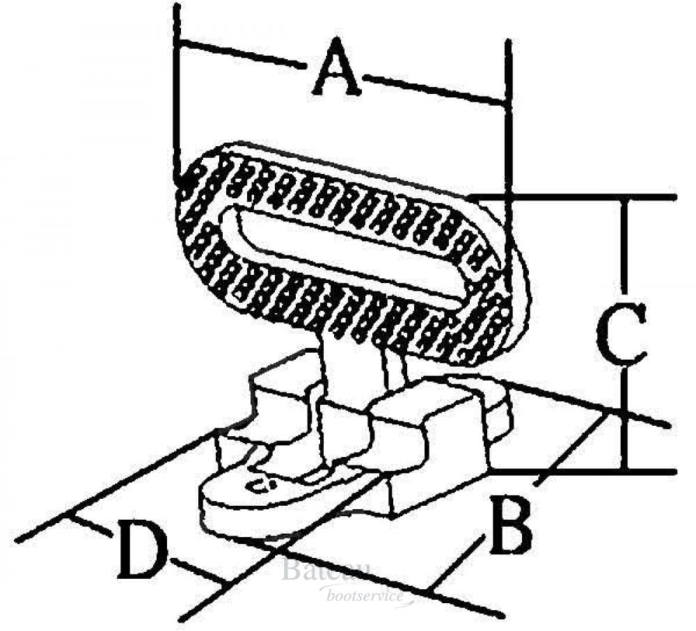 RVS 316 Klapbare voetsteun, A=111mm, B=126mm, C=100mm, D=48mm, max. 180kg - Bateau Bootservice