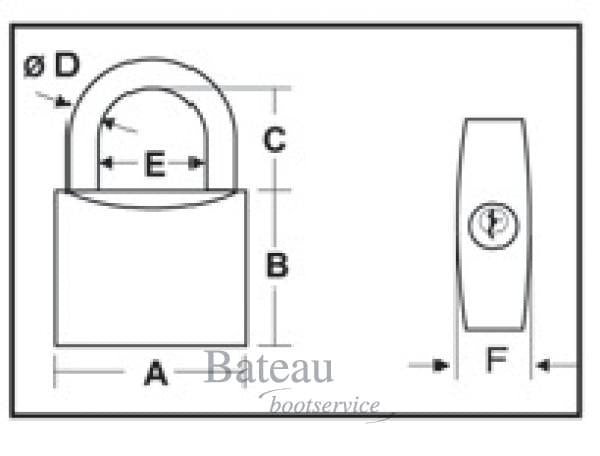 RVS Hangslot 25 mm lange beugel SeaLock - Bateau Bootservice