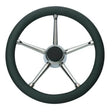 Stuurwiel T17B/35 – Zwart met RVS, Ø35 cm, PU-schuimbekleding, 5 spaken.