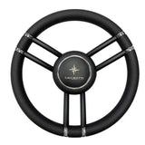 Boot stuur T27 Ghost zwart Ø35 cm – zwart gepoedercoat, RVS spaken, PU grip, geschikt voor motorboten en RIBs.