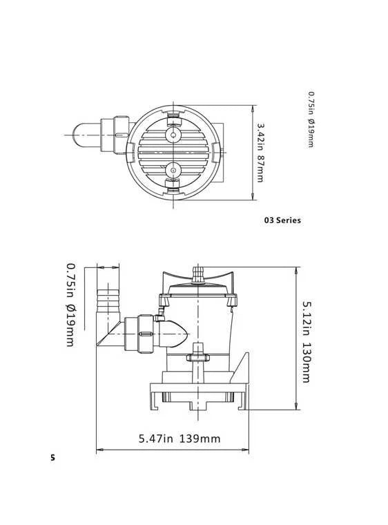 Kleine Lenspomp bilgepomp 600 GPH - 12v - Bateau Bootservice