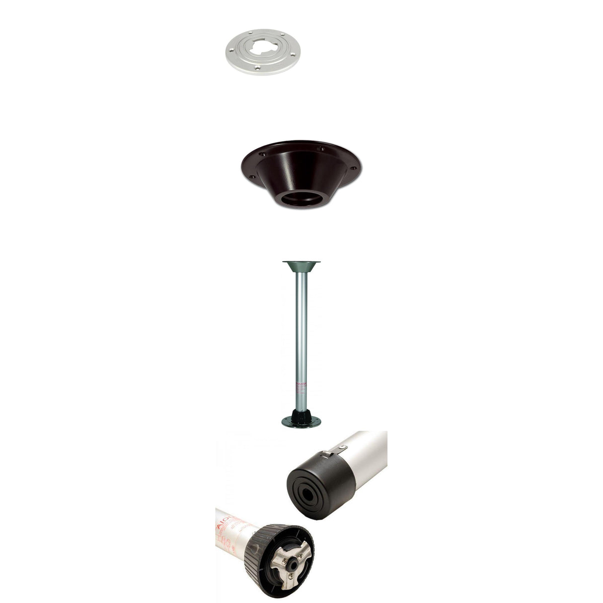 Complete Sequoia table leg set with black table top and gray inlay