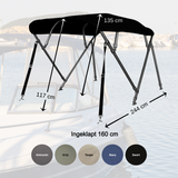 Sunmaster DeLuxe 4-boogs Biminitop – 232 cm | 25 mm RVS antraciet grijs