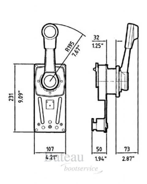 Ultraflex Eénhendelbediening voor zij-montage Model B183 - Bateau Bootservice