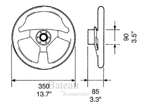 Ultraflex  Stuurwiel Type V38  zwart