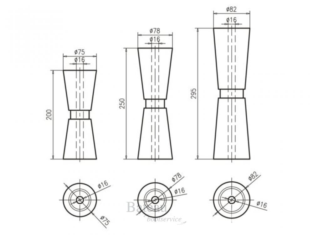 V-Kielrol 200 250 of 295 mm - Bateau Bootservice