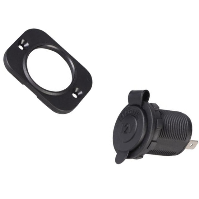 12V zwart inbouw stopcontact rond - Bateau Bootservice