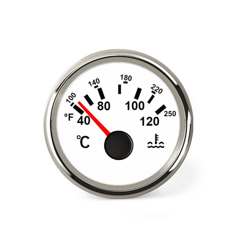 Hollex koelwatertemperatuurmeter wit/rvs 9-32V 120° - Bateau Bootservice