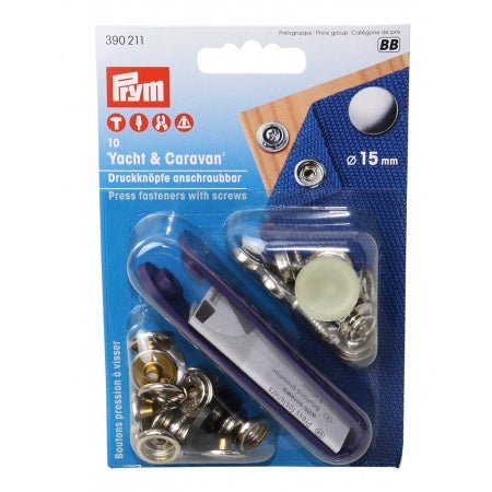 PRYM Naadloze drukknopen 15mm HOUT (10st) op SB-kaart - Bateau Bootservice