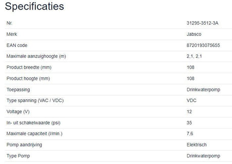Jabsco drinkwaterpomp ParMax 2 12V 7,6ltr 35psi - Bateau Bootservice