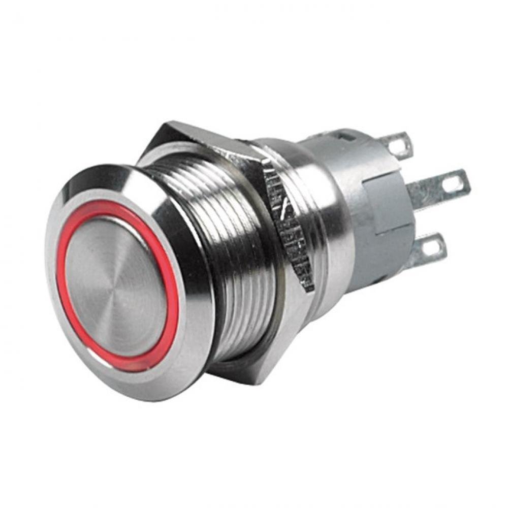 Hollex drukknop rvs 12 of 24V puls LED rood blauw of wit incl. stekker - Bateau Bootservice