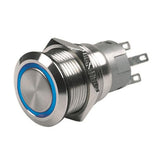 Hollex drukknop rvs 12 of 24V puls LED rood blauw of wit incl. stekker - Bateau Bootservice