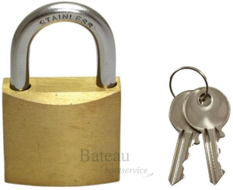 Hangslot messing met RVS beugel - 30 mm - Bateau Bootservice