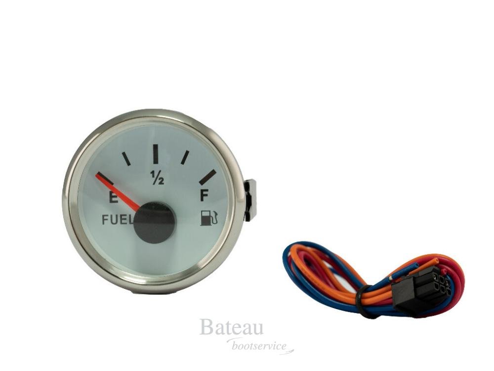 Hollex Brandstofmeter 9-32V Wit/RVS 0-190 Ohm - Bateau Bootservice