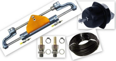 Hydraulische besturing voor buitenboordmotoren tot 225 pk – complete set met cilinder, pomp en 10 mtr leiding.