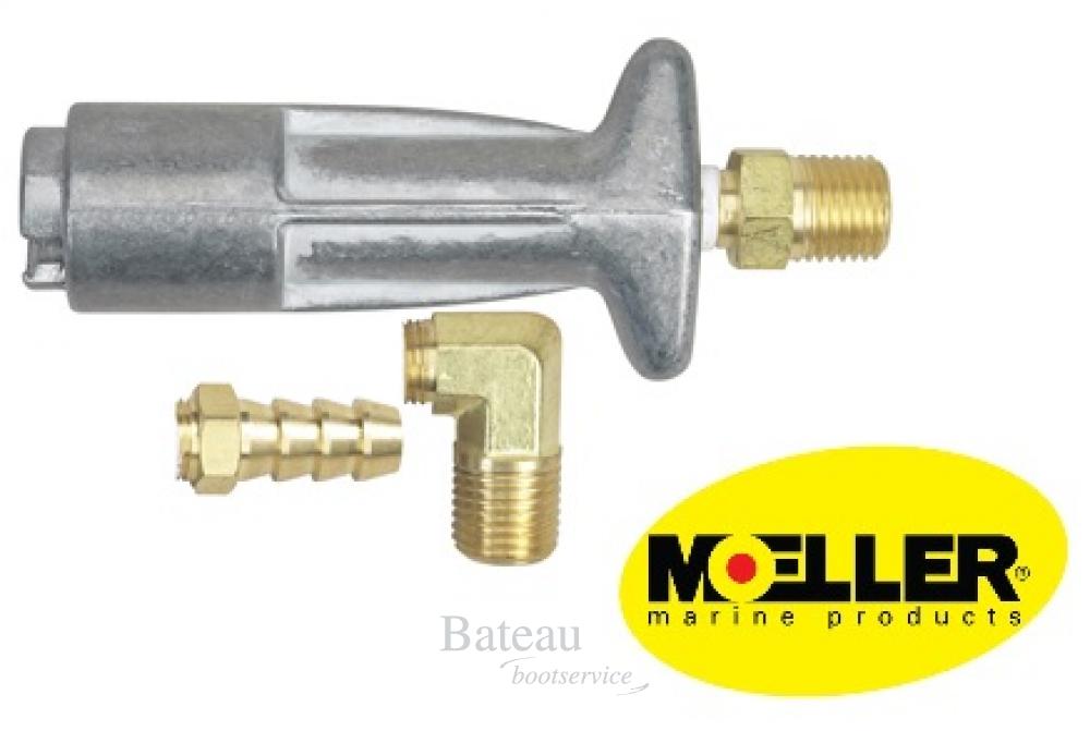 Sierra Brandstoftankadapter met 90Âº fitting, 1/4&#034;NPT, Mariner / Mercury, female - Bateau Bootservice