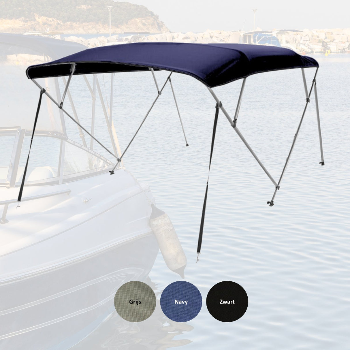 Navishade aluminium biminitop 4 boogs H137 B246-261 cm - Bateau Bootservice