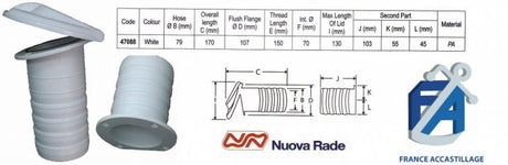 Nylon huiddoorvoer met klep en slangtule - Bateau Bootservice