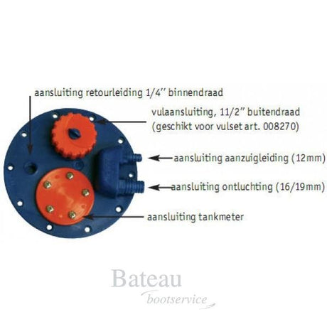 RVS inbouwtank 21 L. verticaal zonder flensplaat - Bateau Bootservice