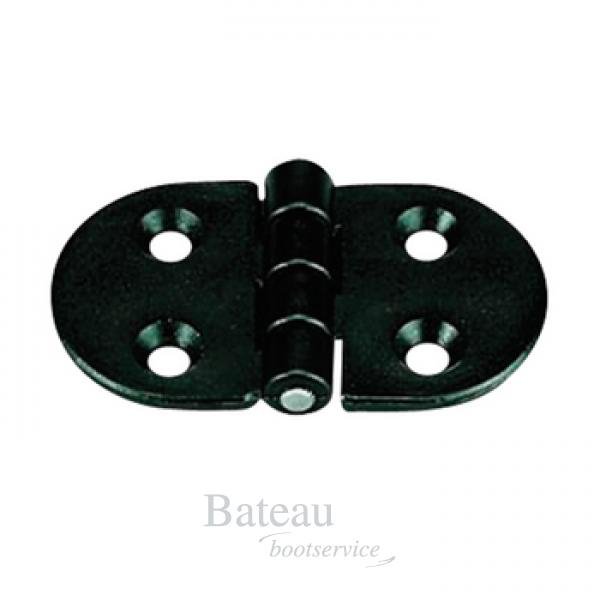 Scharnier kunststof nylon zwart of wit 70 x 40 mm rond - Bateau Bootservice