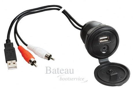 USB / Aux-in aansluiting incl. 3 m kabels (huiddoorvoer) - Bateau Bootservice