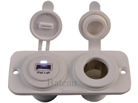 USB en 12 V stopcontact wit - Bateau Bootservice