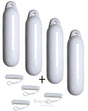 voordeel set 4 fenders 12 x 45 cm met lijn wit - Bateau Bootservice