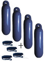 voordeel set 4 fenders 15 x 58 cm met lijn navy blauw - Bateau Bootservice