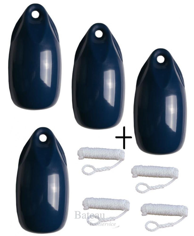 Voordeel set Dumpy fender 15 x 30 cm met lijn Navy - Bateau Bootservice